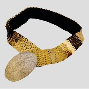 Vintage Fish Scales Stretch Belt w/ Oval Buckle